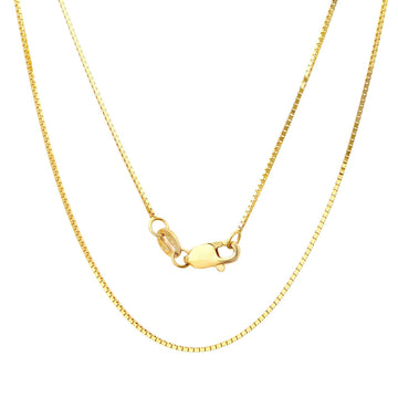 1MM 019 Yellow Gold Box Chain .925 Sterling Silver Sizes 16"-24"